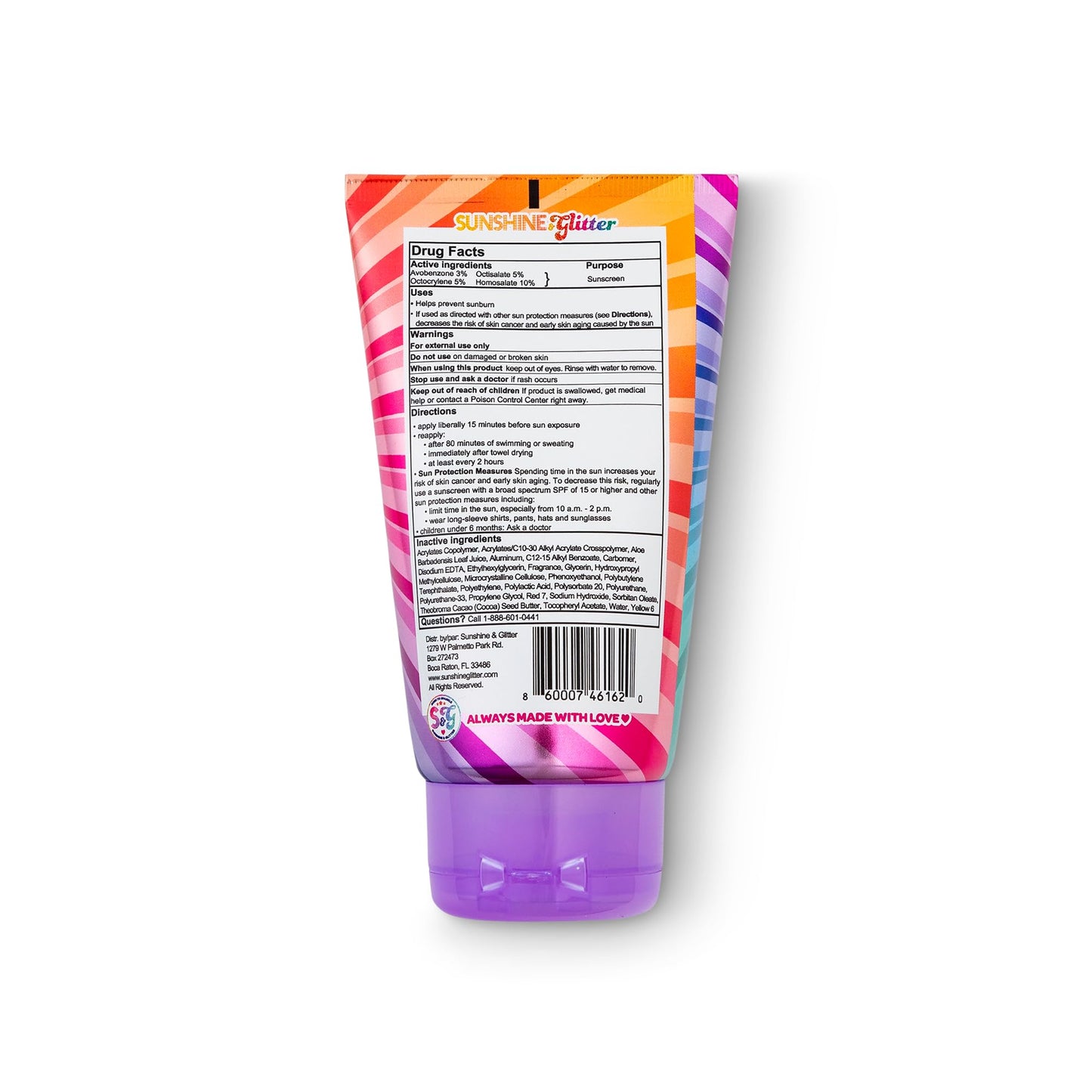 Seastar Sparkle - Rainbow Party Cake Scented Glitter Sunscreen - SPF 50 - Biodegradable Sunscreen, Kids, Water Resistant, Glitter lotion, Cruelty
