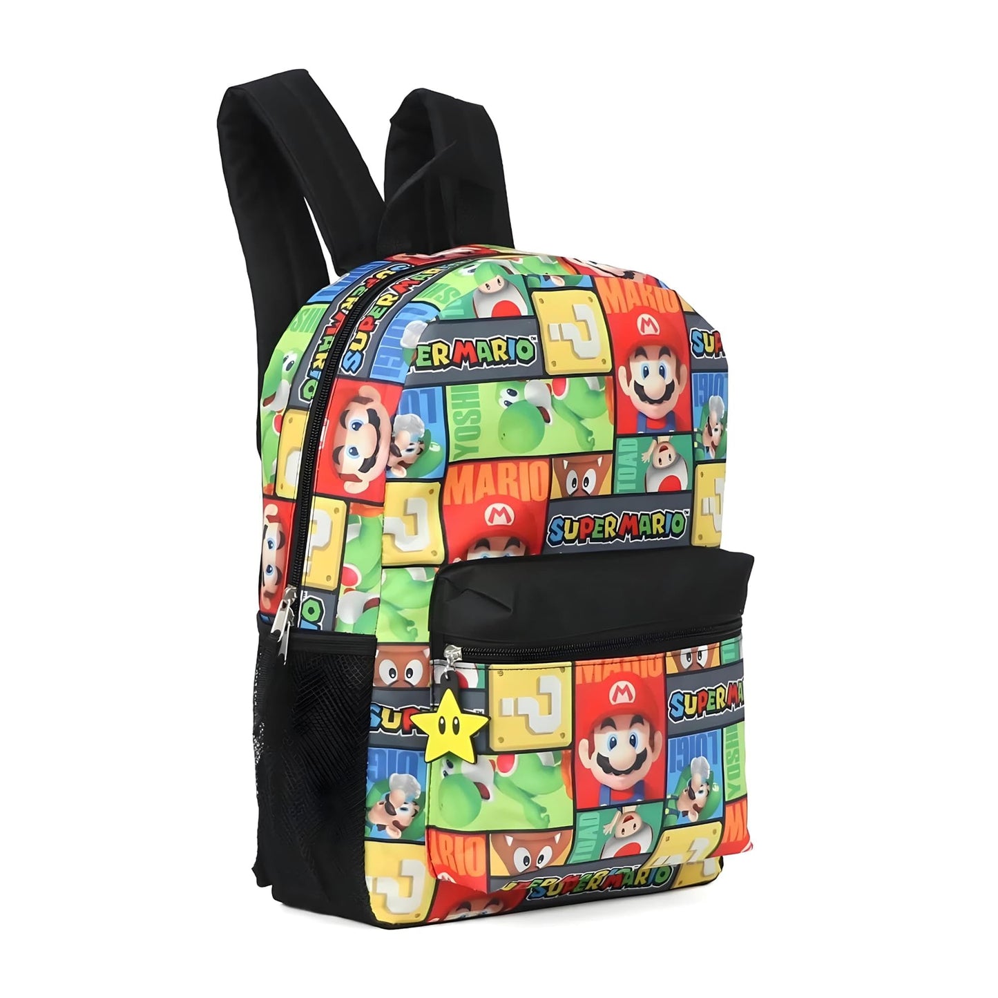 Super Mario all over 16 inch Backpack, Blue, Large