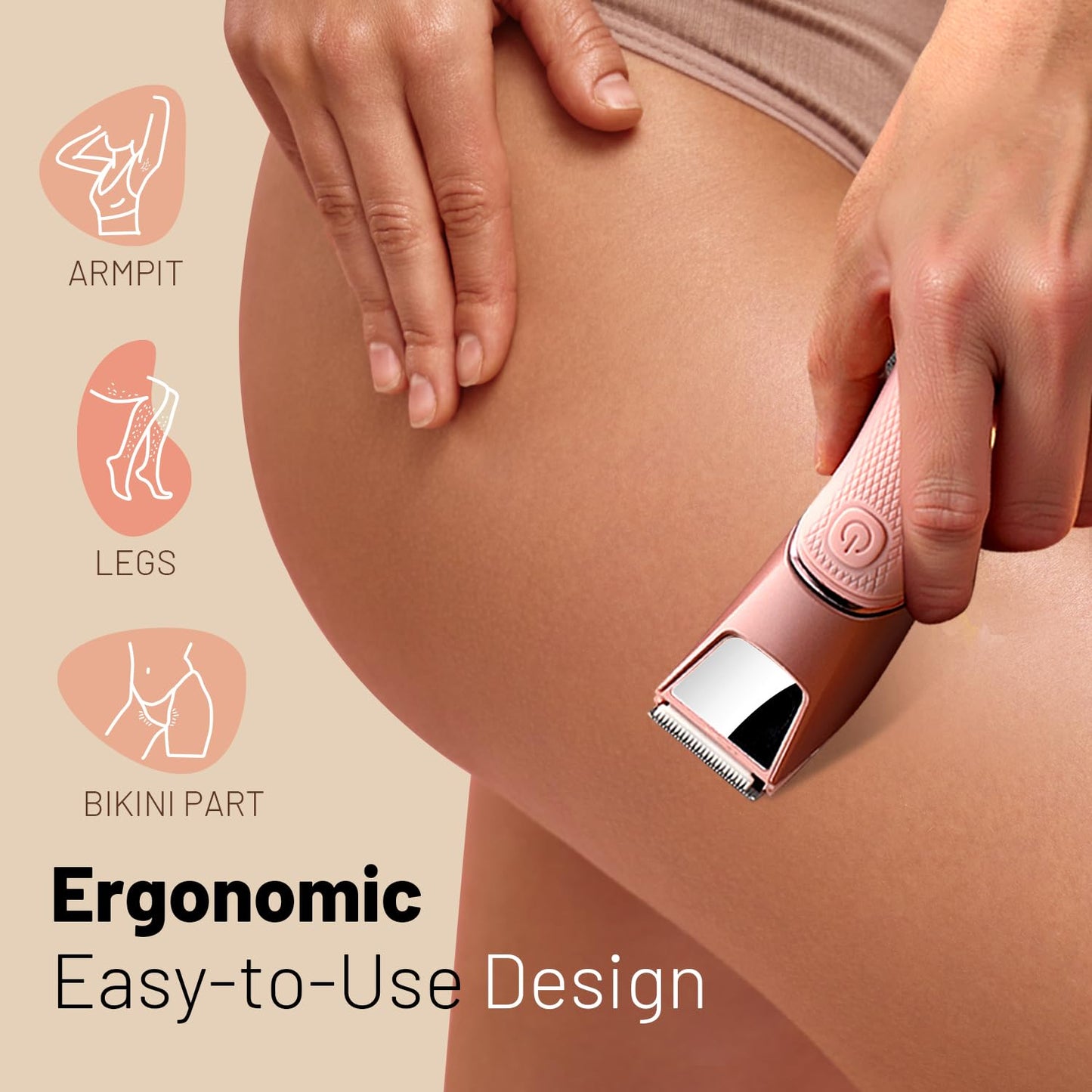 Rechargeable Bikini Trimmer for Women:Body Groomer with Mirror & LED Light for Shower Travel - IPX7 Waterproof Pubic Hair Razor, Ceramic Blades Beauty and Personal Care JMJDYITAO