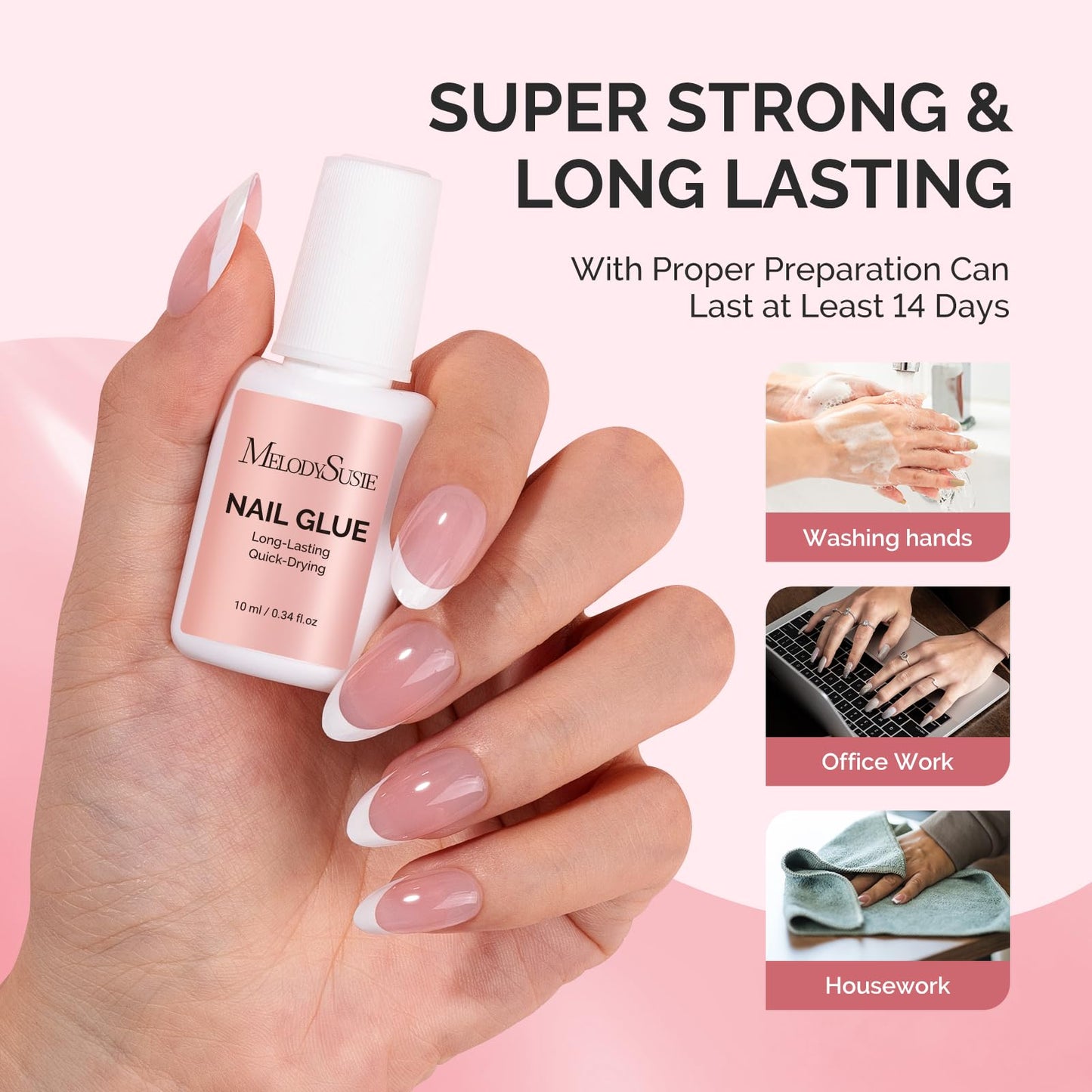 MelodySusie Nail Glue for Press on Nails Acrylic Nail Tips Quick-Drying Super Strong Long Lasting Adhesive for Fake Nails No UV Lamp Needed with Easy Beauty and Personal Care MelodySusie