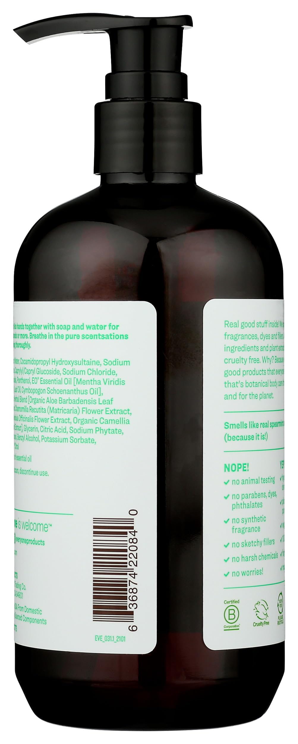 Everyone Liquid Hand Soap, 12.75 Ounce (Pack of 1), Spearmint and Lemongrass, made with Essential Oils for kitchen and bathroom
