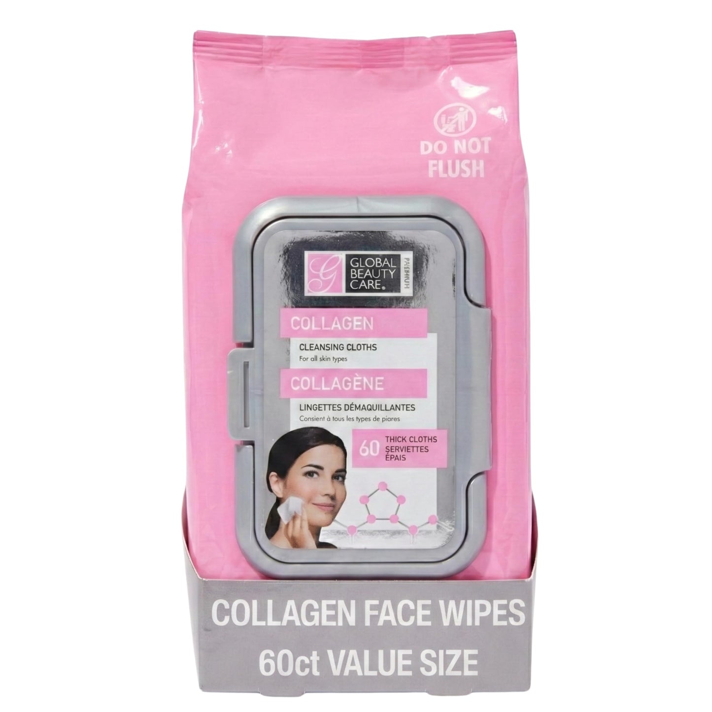 Global Beauty Care Collagen Makeup Remover Wipes - Gentle Daily Facial Cleansing Wipes for Sensitive Skin, Hydrating, Firming & Renewing For Smooth