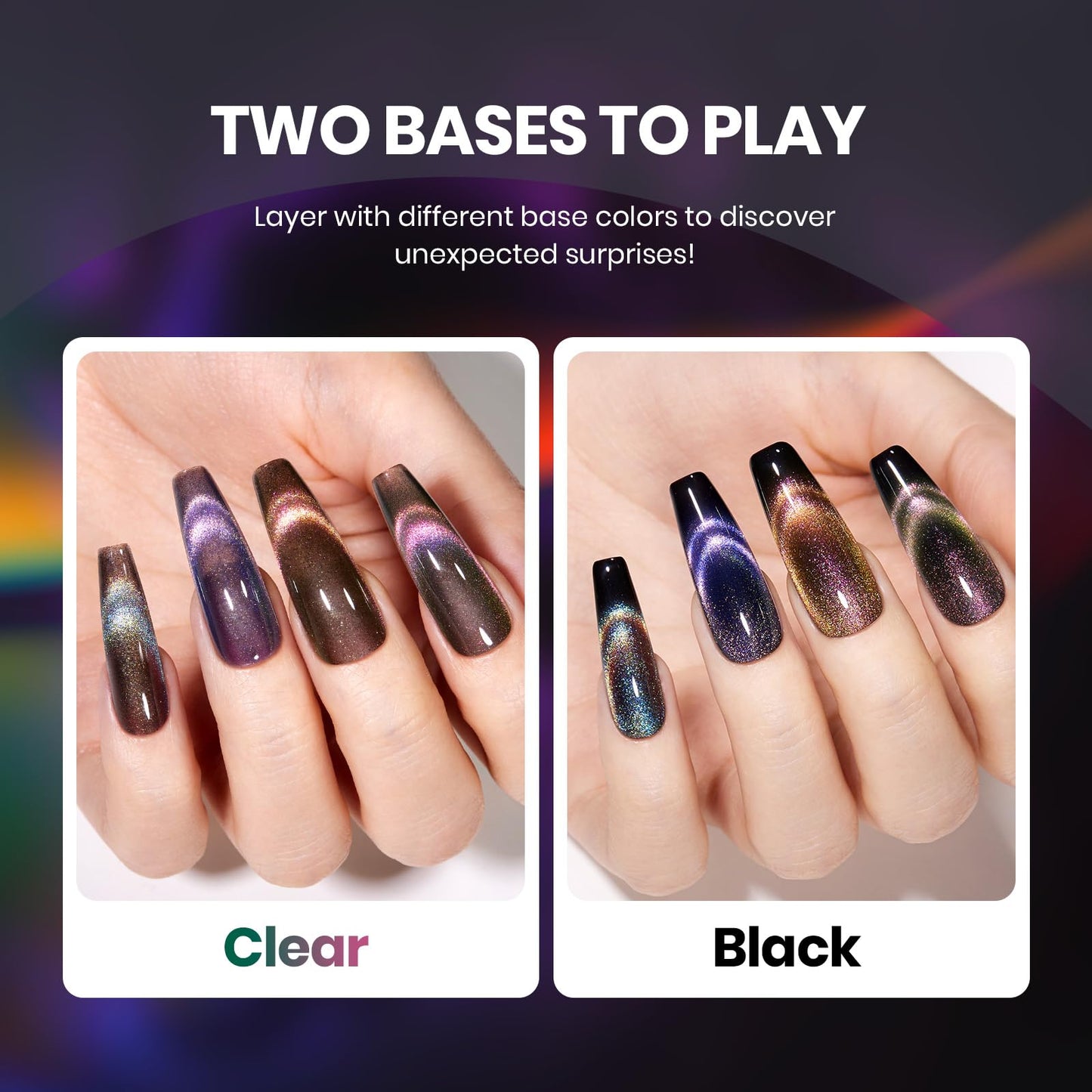 Beetles Cat Eye Gel Nail Polish Set - 6 Colors Chameleon Cat Eye Black Glitter Blue Pueple Gold Green Gel Polish with Magnet Soak Off UV Velvet Gel Beauty and Personal Care beetles Gel Polish