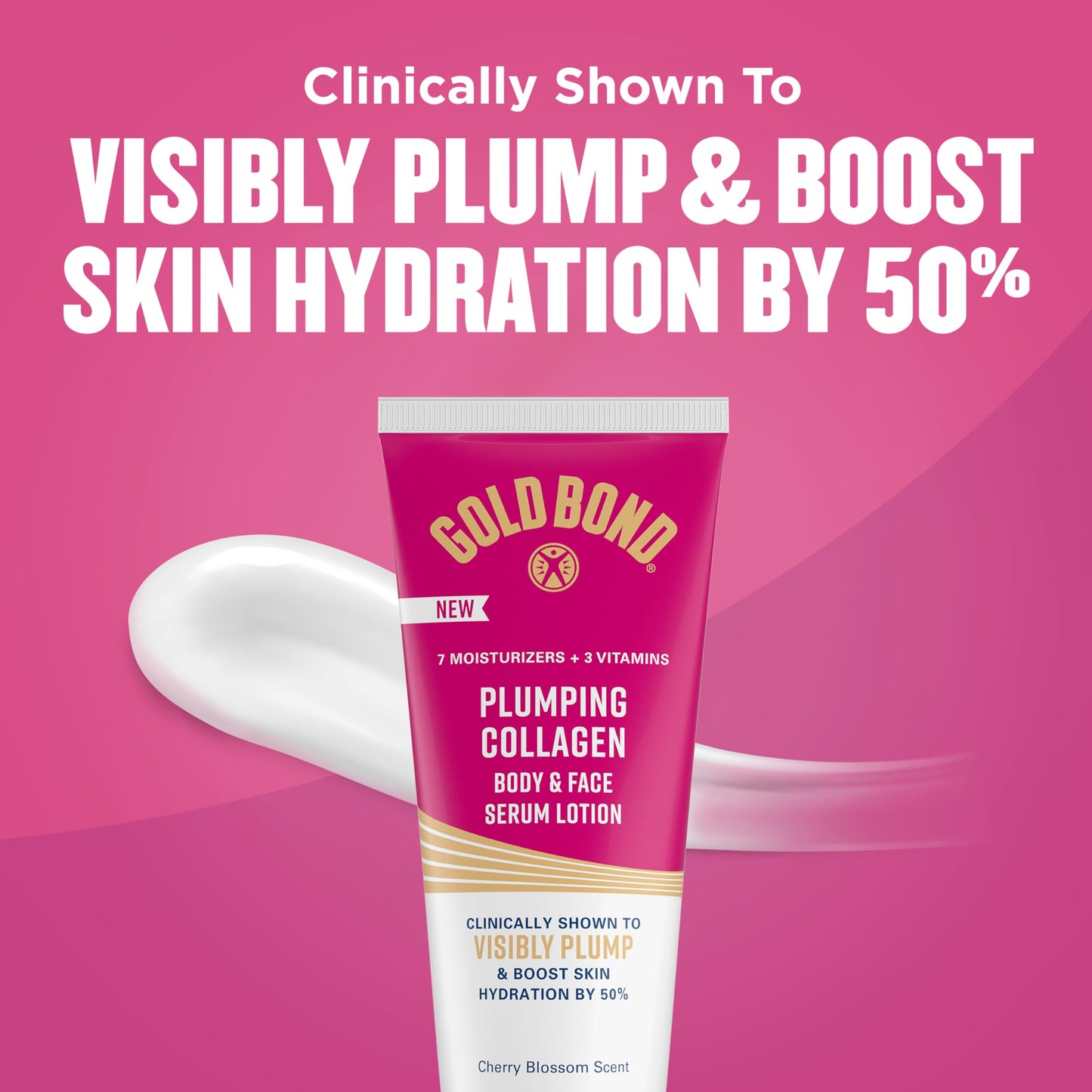 Gold Bond Plumping Collagen Body & Face Serum Lotion, Lightweight Hydrating Moisturizer with Collagen Peptide Complex, Jojoba and Grapeseed Oils