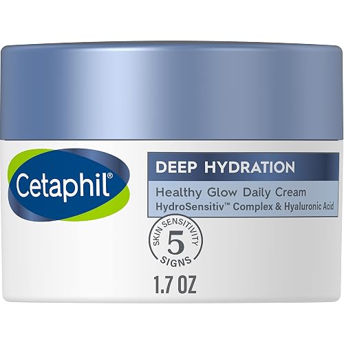 Cetaphil Deep Hydration Fragrance Free Healthy Glow Daily Face Cream, 1.7 oz, 48Hr Dry Skin Face Moisturizer for Sensitive Skin, With Hyaluronic Acid