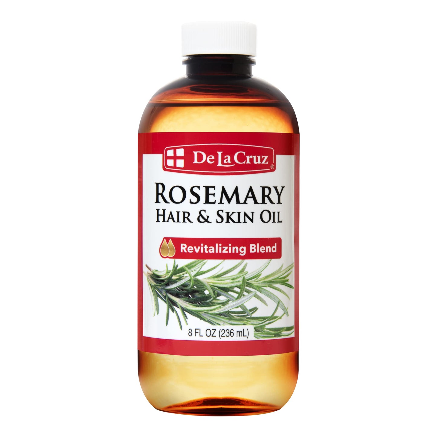 De La Cruz Rosemary Oil Blend Moisturizer with Castor, Avocado and Olive Oil - Topical Use Only 8 FL. OZ. (236 mL)
