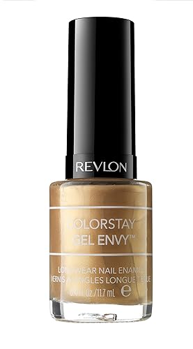 Revlon ColorStay Gel Envy Longwear Nail Polish, with Built-in Base Coat & Glossy Shine Finish, in Nude/Brown, 200 Jackpot, 0.4 oz