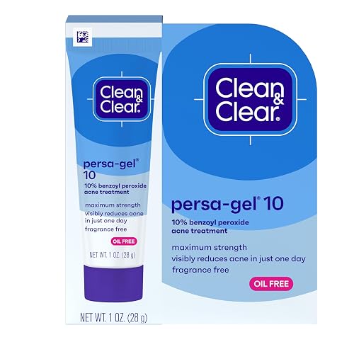 Clean & Clear Persa-Gel 10 Oil-Free Acne Spot Treatment with Maximum Strength 10% Benzoyl Peroxide, Topical Pimple Cream Visibly Reduces Acne in One