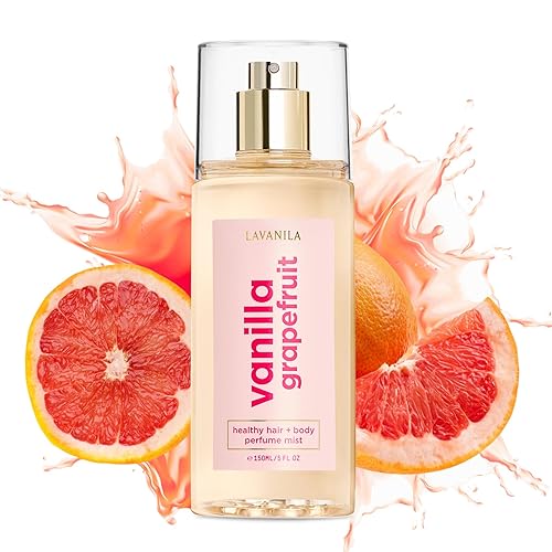 Lavanila Vanilla Grapefruit Healthy Hair + Body Perfume Mist, 5 Fl Oz - Bright & Uplifting Fragrance Spray Formulated with Jojoba Oil, Madagascar
