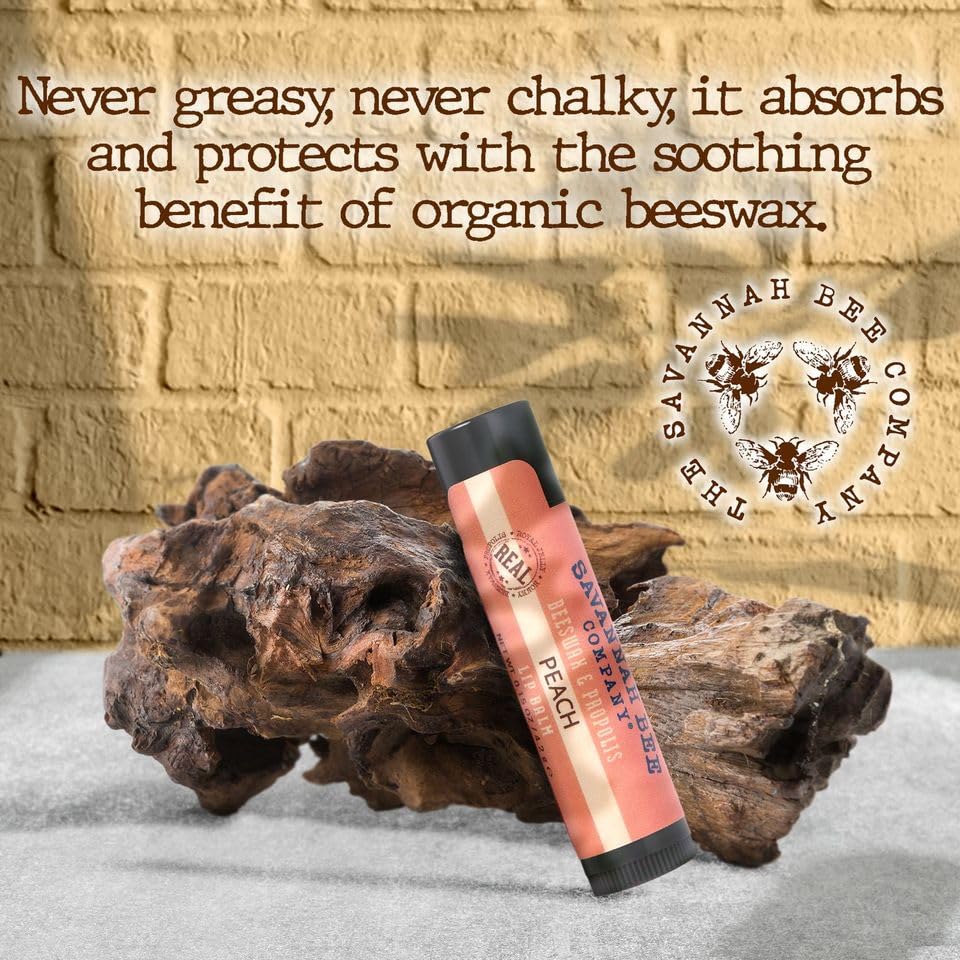 Savannah Bee Company Honey Lip Balm - Moisturizing Lip Balm for Dry and Chapped Lips - Hydrating Lip Care with Honey & Beeswax