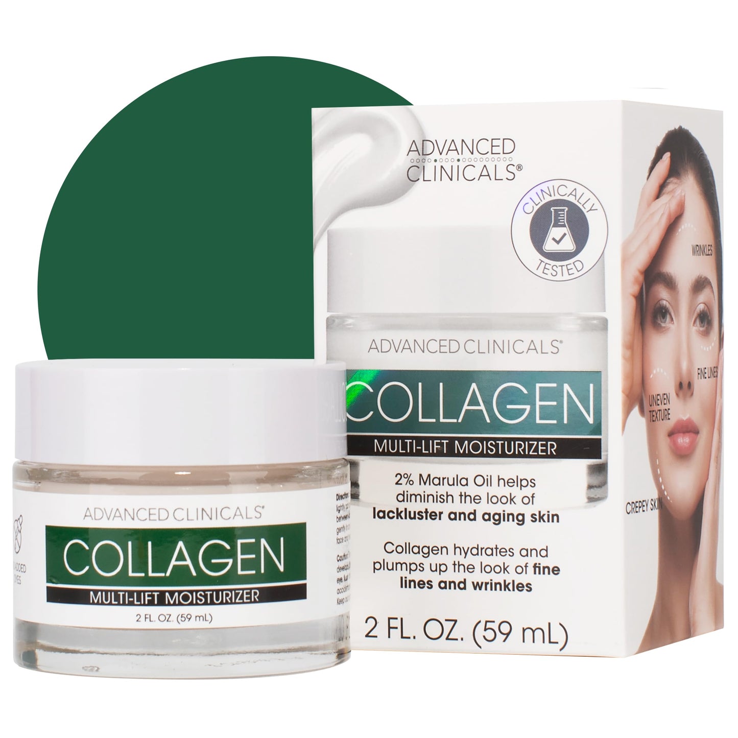 Advanced Clinicals Collagen Cream Gel-Like Facial Lotion | Collagen Peptide + Hyaluronic Acid Moisturizer For Face Helps Hydrate Dry Skin & Improve