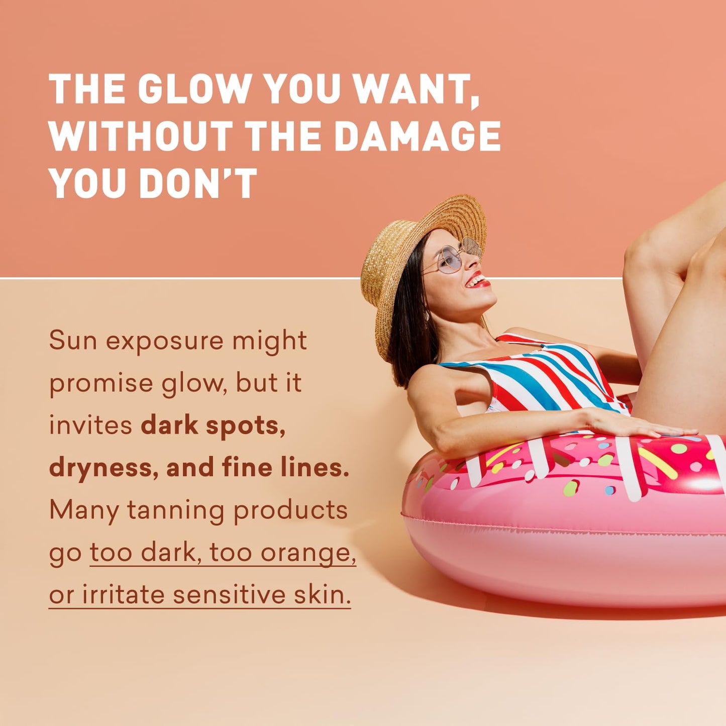 Sunless Tanning Lotion - Light to Medium tones | Indoor Self- Tanner | Body Tanning Lotion | Sun- Kissed Glow| Bronzer Lotion For All Skin Types |Just