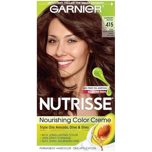 Garnier Nutrisse Haircolor - 415 Raspberry Truffle (Soft Mahogany Dark Brown) 1 Each (Pack of 2)