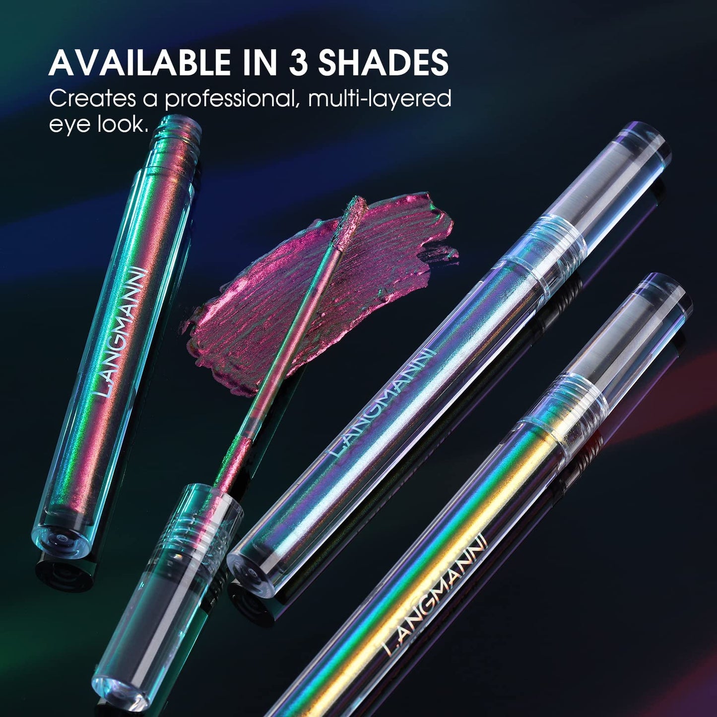 BIOKUSY 3 Colors Metallic Liquid Chameleon Eyeshadow, Multi-Dimensional Eye Looks, Long-lasting Holographic Glitter Multichrome Eyeshadows Makeup