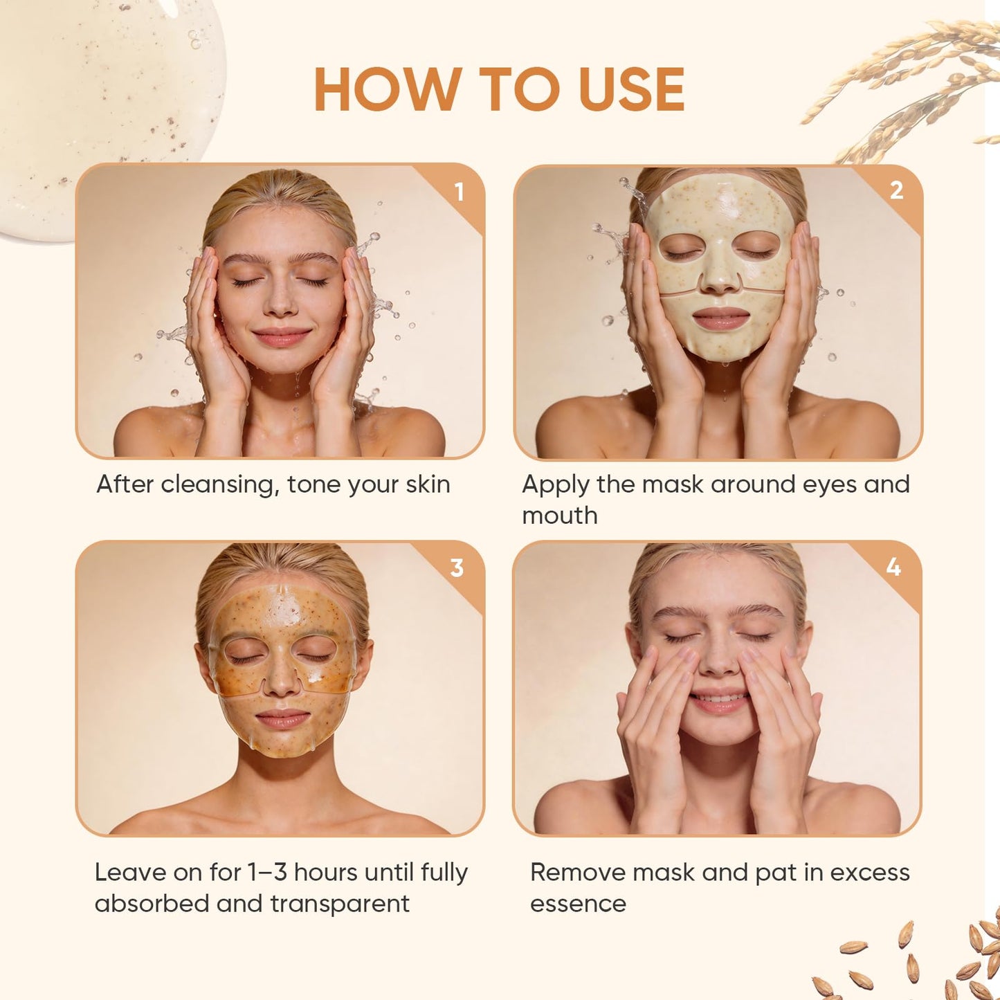 TEAWOO Rice Deep Collagen Face Mask, 38g x 8 EA, Moisturizing and Hydrating Overnight Facial Mask, Contains Ceramide & Collagen for Glass Glow Skin Beauty and Personal Care TEAWOO
