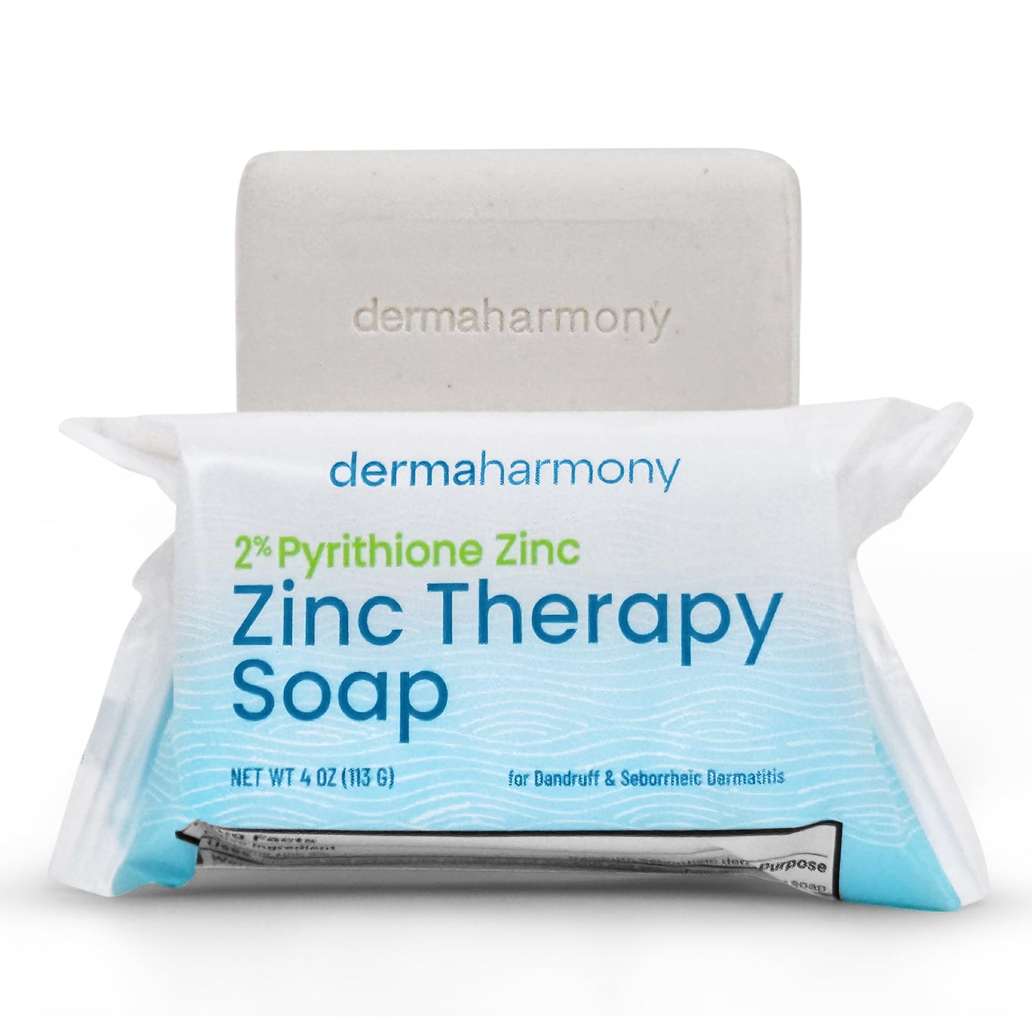 Dermaharmony 2% Pyrithione Zinc (ZnP) Bar Soap 4 oz - Crafted for Those with Skin Conditions - Seborrheic Dermatitis, Dandruff, Psoriasis, Eczema