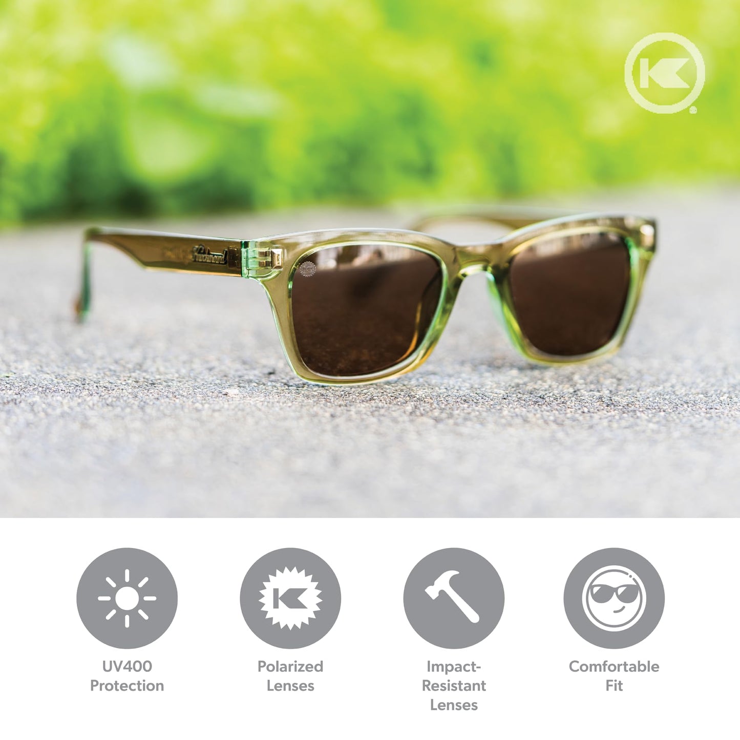 Knockaround Seventy Nines Polarized Sunglasses for Women & Men - Square Sunglasses, Impact Resistant Lenses, and Full UV400 Protection, Aged