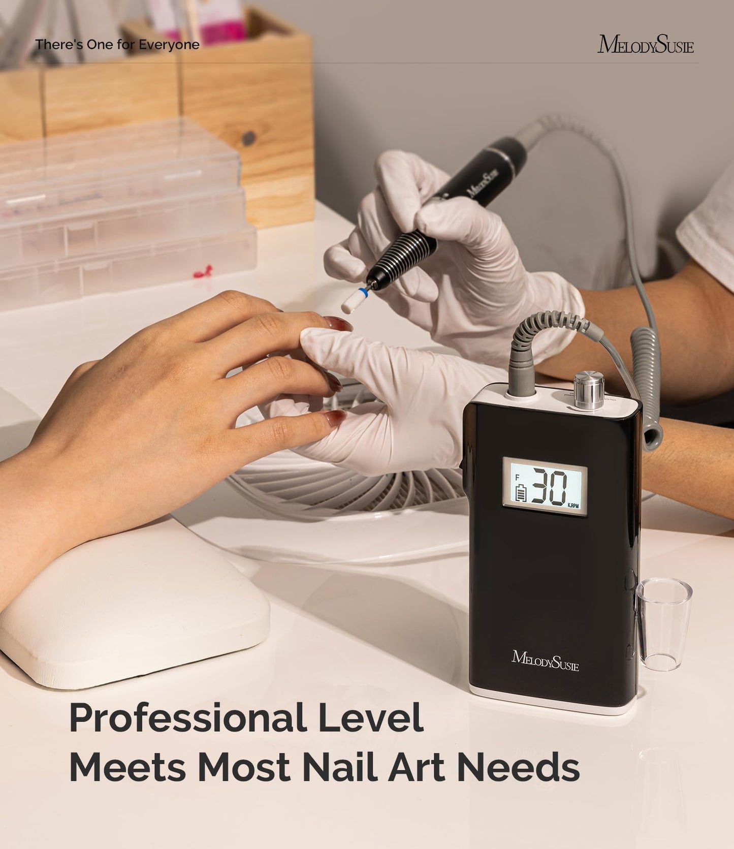 MelodySusie Entry-Level Clip-On Rechargeable Nail Drill, SC320D 30000RPM Essential E-File with LCD Display for Manicure Shaping & Gel Removal, Perfect Beauty and Personal Care MelodySusie