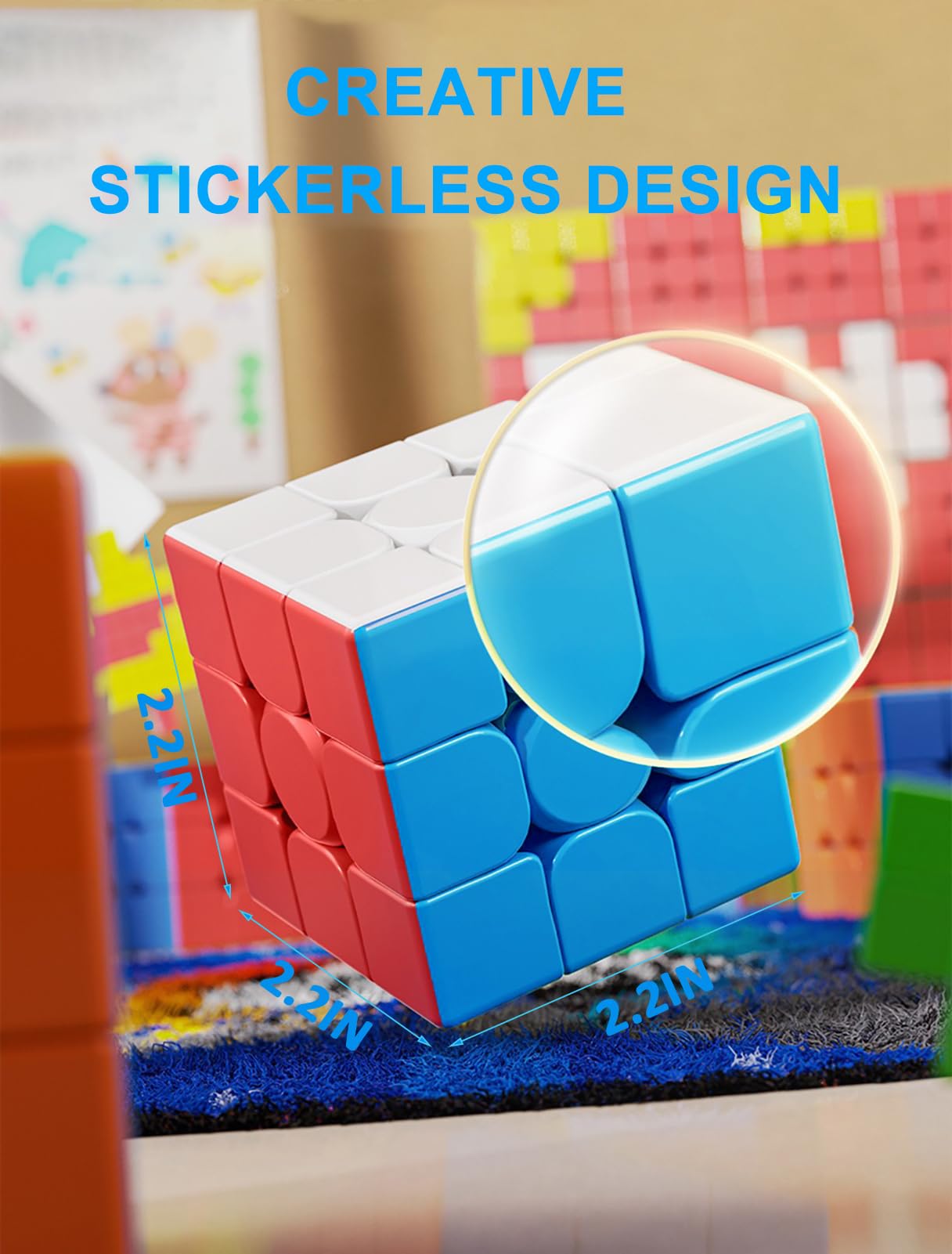 CFMOUR Speed Cube 3x3x3 – Moyu Meilong 3C Stickerless Magic Cube, Fast Smooth Turning Puzzle Toy for Kids & Adults, Travel Brain Teaser Game