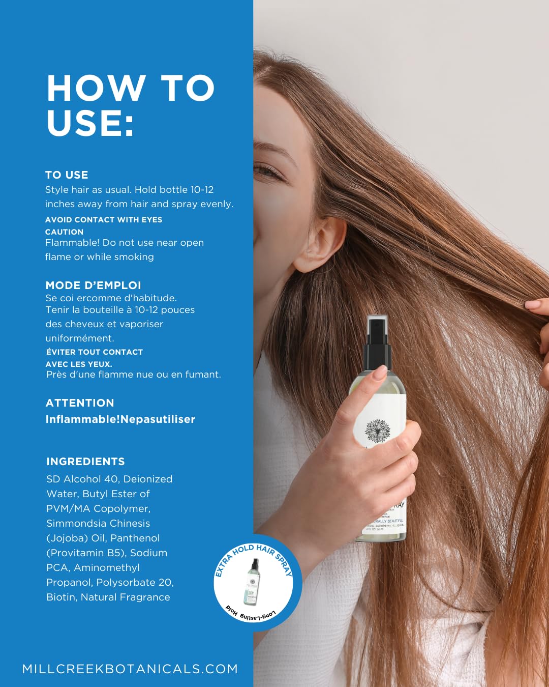 Mill Creek Botanicals Extra Hold Hair Spray - 8 Oz, 3 Pack (Image May Vary)