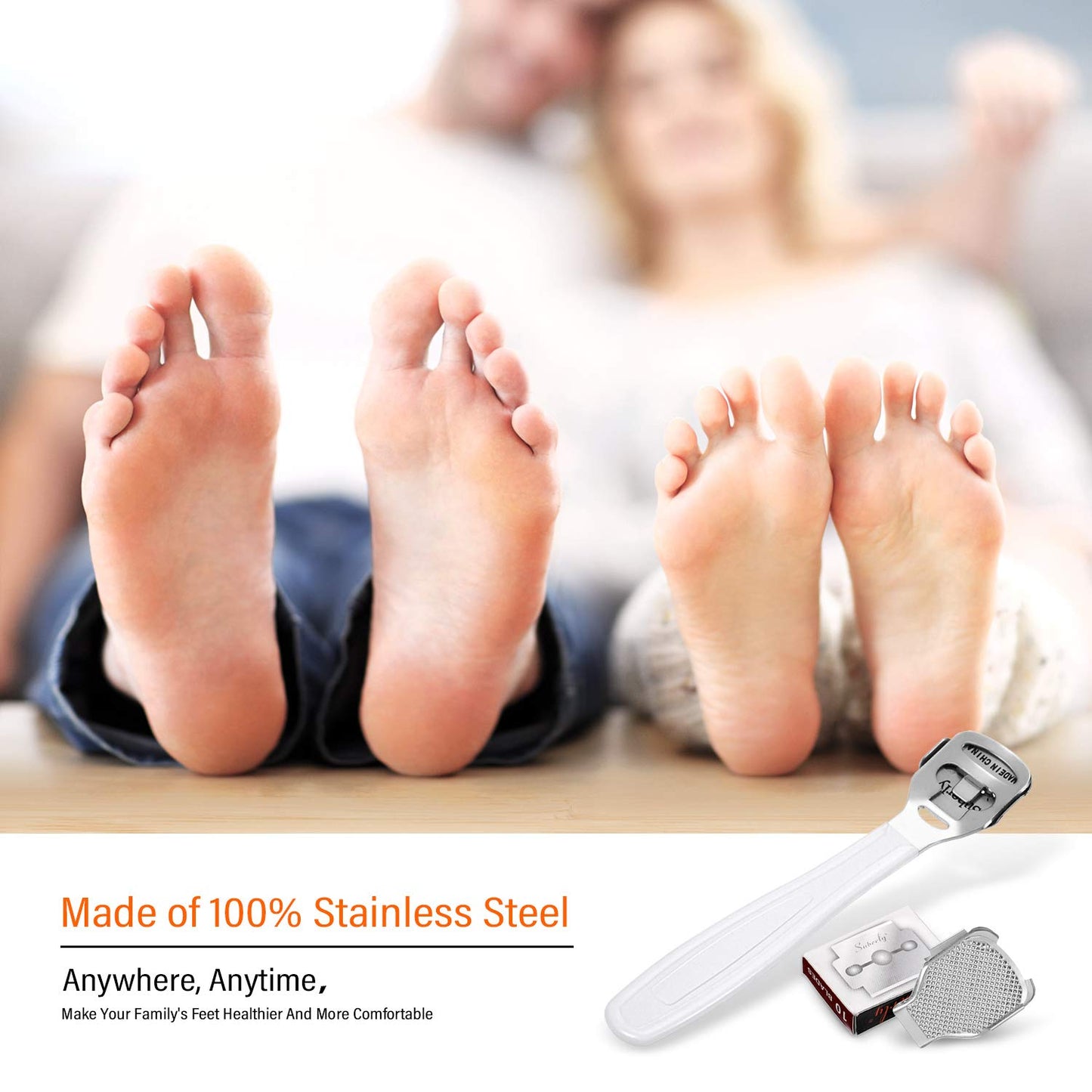 Callus Shaver Set, 50 Blades 1 Stainless Steel Shaver 1 Foot File, 52 Pcs Beauty and Personal Care Zhehao