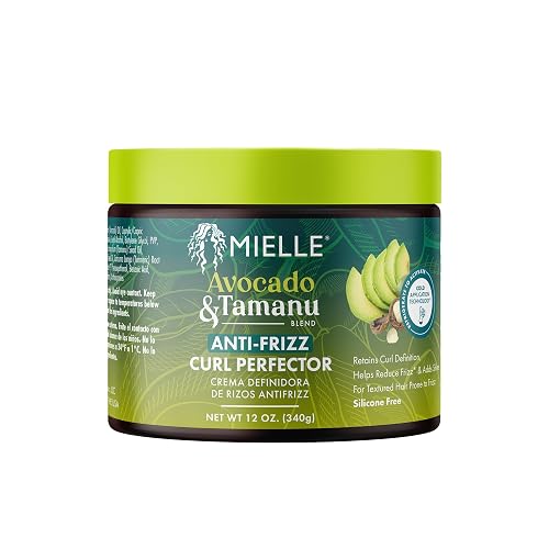 Mielle Organics Avocado & Tamanu Anti-Frizz Curl Cream for Textured Hair - Smoothing & Defining Cream to Lock In Moisture & Enhance Shine - Curly Hair