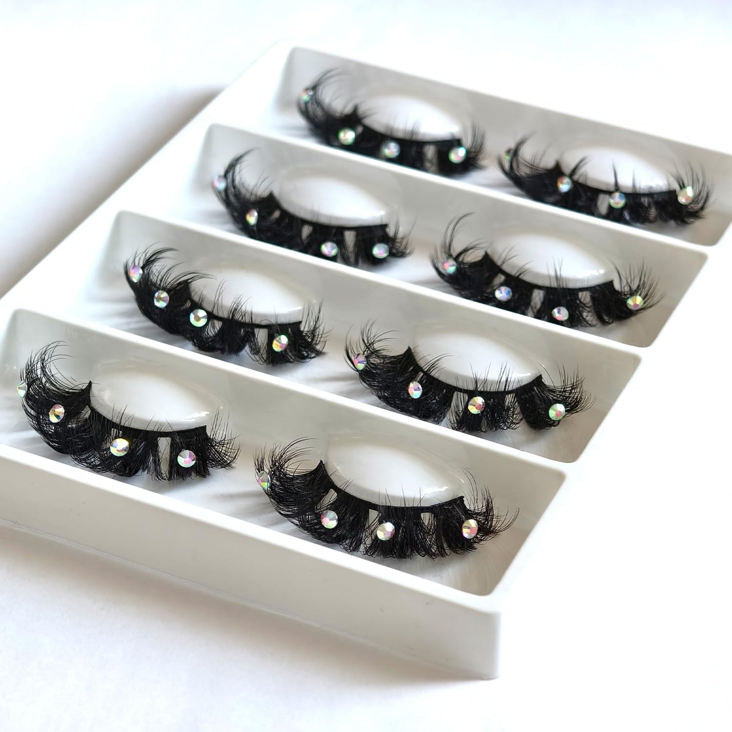 Mink Lashes with Glitter Rhinstones for Party Dramatic Diamond Decorative Gem Eyelashes (crystal)