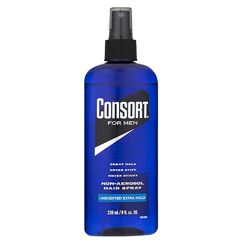 Consort Extra Hold Non-Aerosol Hair Spray Pump for Men, Unscented, Fast Drying, Not Sticky or Stiff, 8 oz
