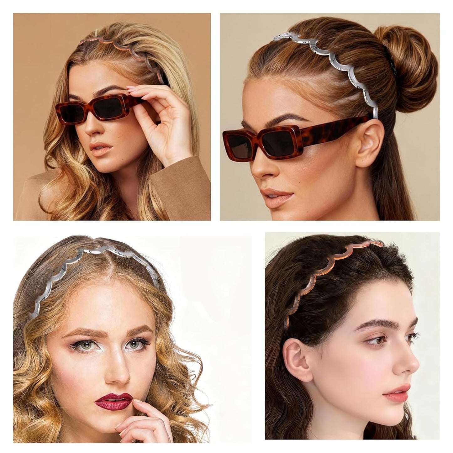 TOSEFES Zigzag Headbands for Women, 2-Pack U-Shaped Hair Comb Headbands, Non-Slip Slick-Back Hair Accessories, Snake Print Gray & Brown Recycled Beauty and Personal Care TOSEFES