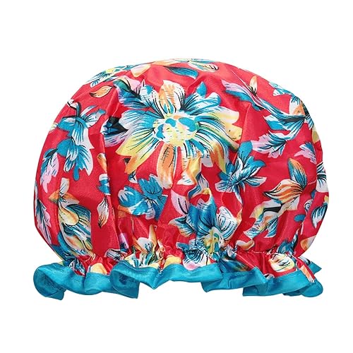 allydrew Reusable Women's Waterproof Shower Caps for Long Hair, Exotic Floral