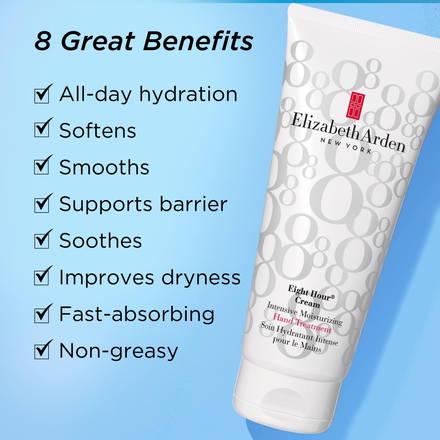 Elizabeth Arden Eight Hour Cream Intensive Moisturizing Hand Treatment, Hydrating Moisturizer, Rich Lotion for Dry, Cracked Skin, Non-Greasy, 6.8 oz