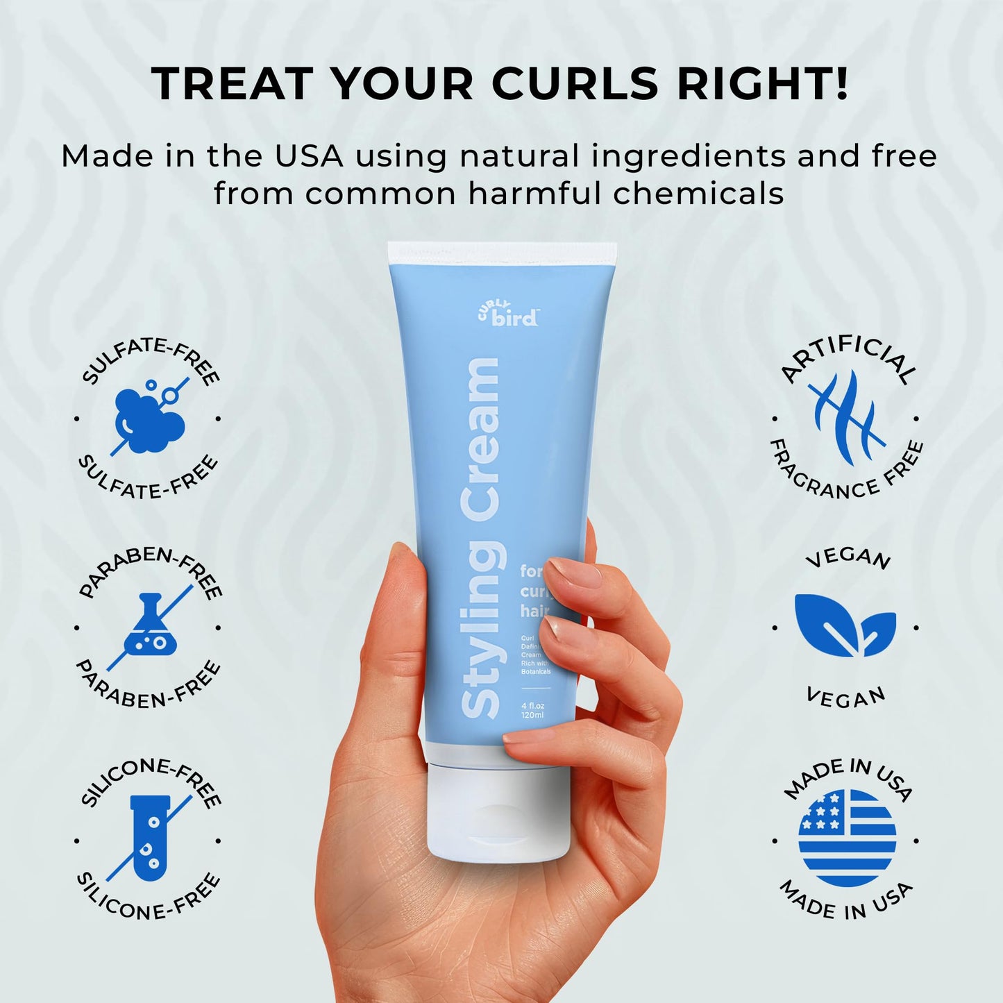 Curly Bird | Curl Defining Styling Cream | Fragrance Free | Family Friendly for Kids & Adults | Natural and Organic Ingredients | Medium Hold Without
