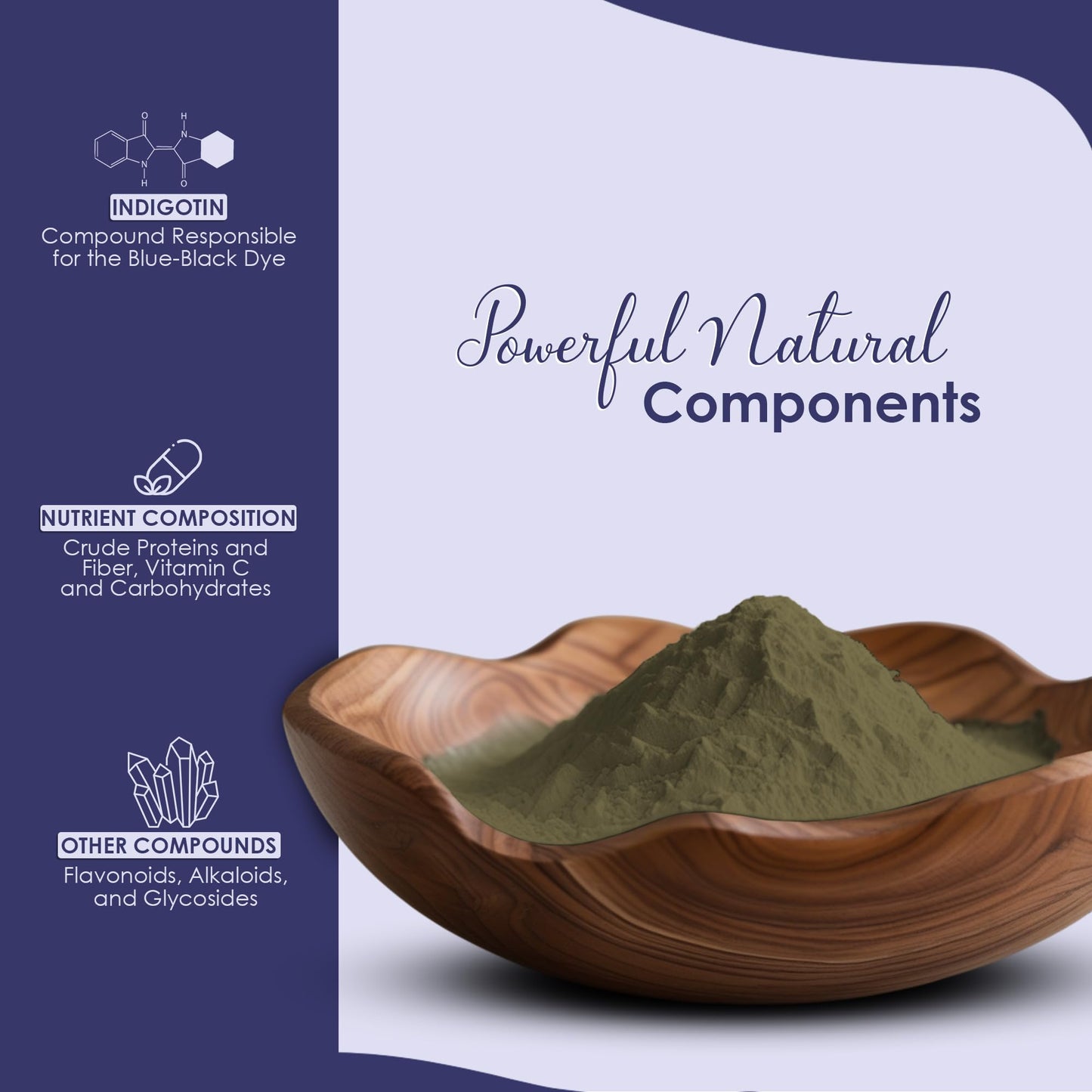 Mi Nature Indigo Leaf Powder 227g (8oz) |Pure Herbal Tint for Dark Hair Color | Natural Tinctoria Powder (Indigofera Tinctoria)