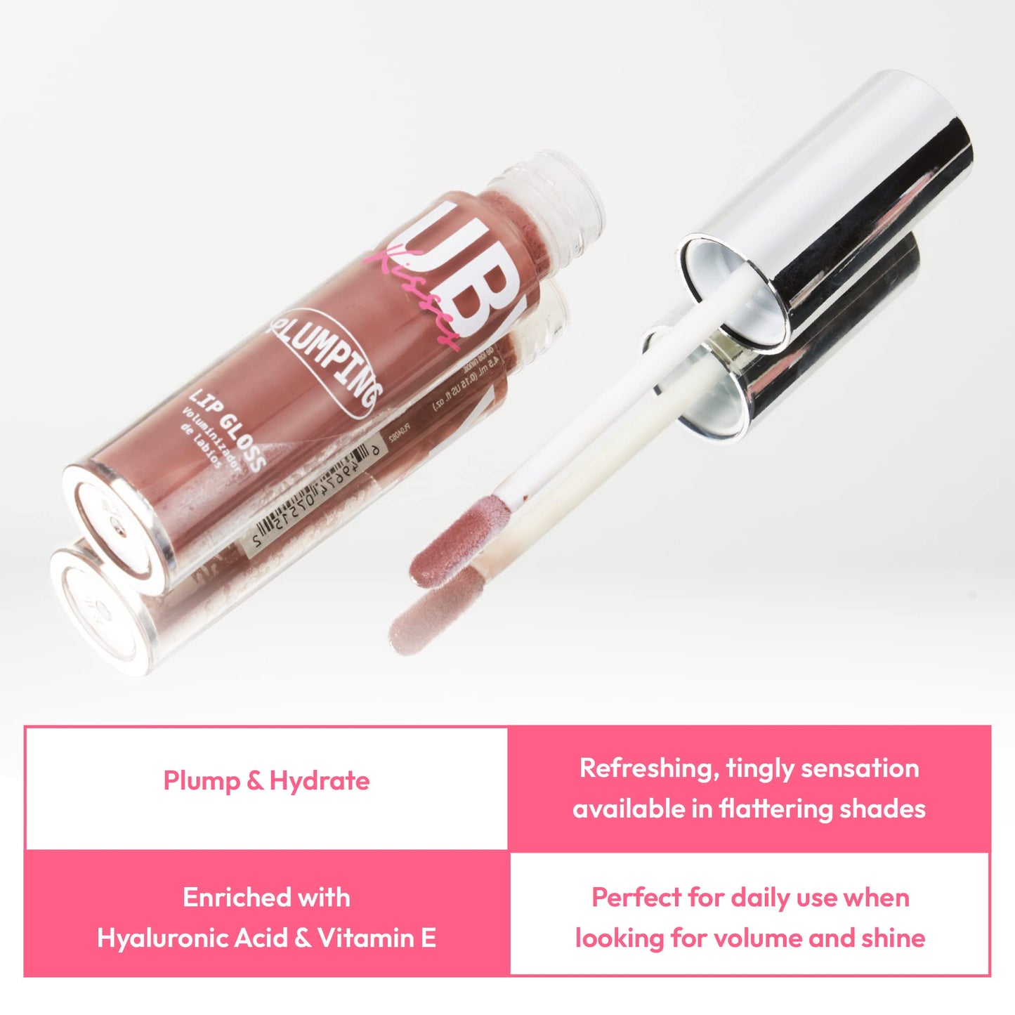Ruby Kisses Hyaluronic Lip Gloss, High-Shine Volumizing Plumping Hydrating