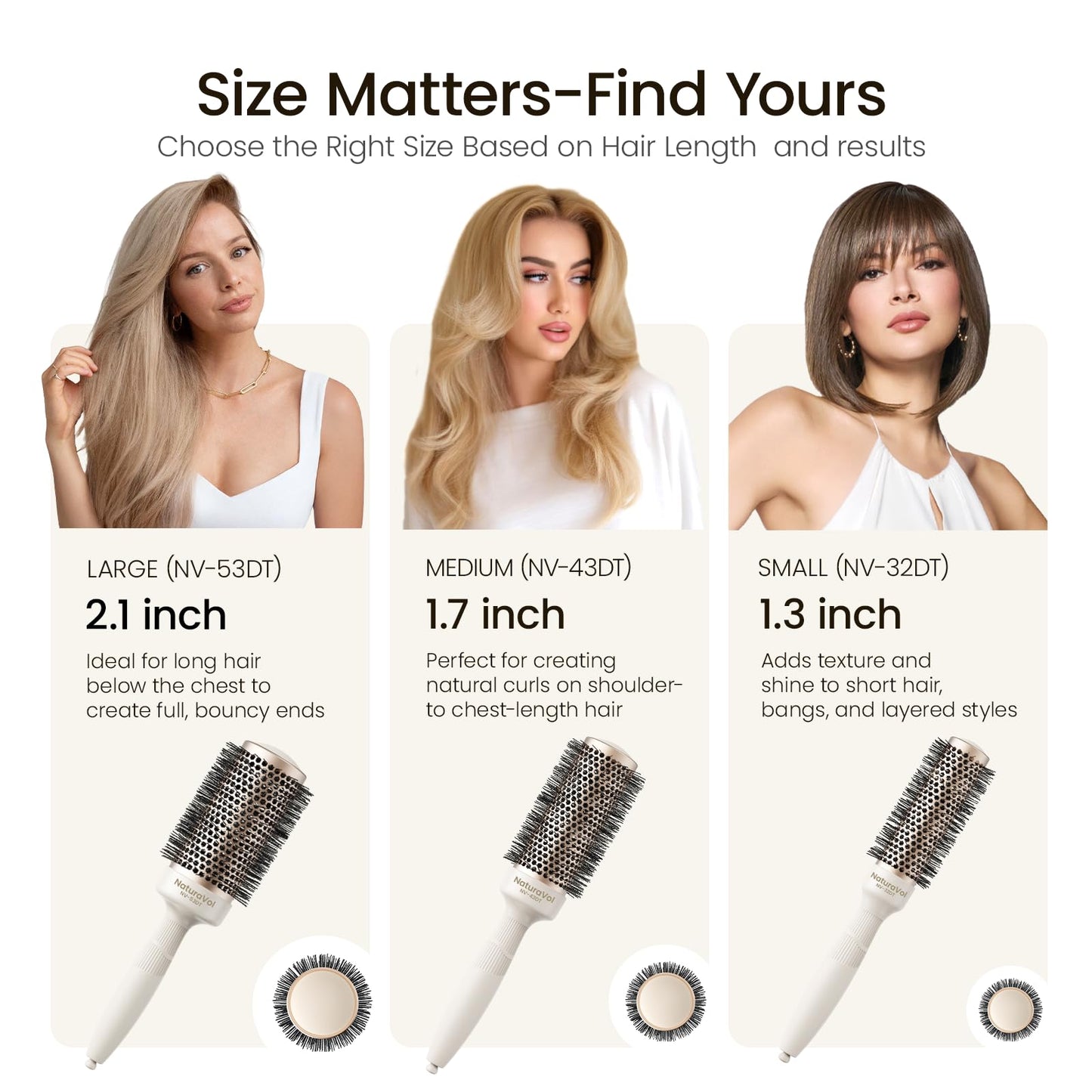 AIMIKE NaturaVol Round Brush for Blow Out, Large Round Hair Brush for Fine Hair with Nano Thermal Ceramic Tech, for Blow Drying & Styling, Adds Volume Beauty and Personal Care AIMIKE
