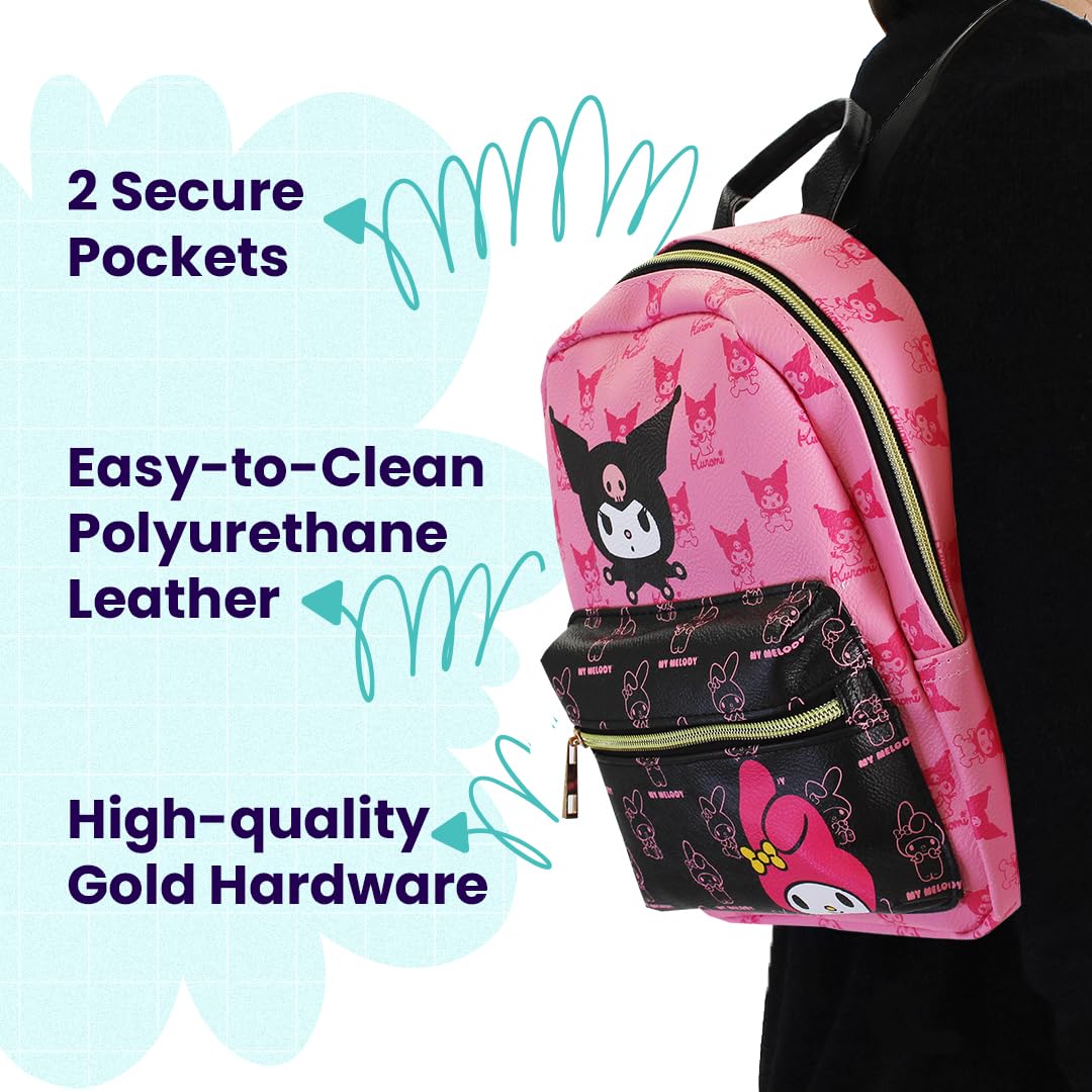 Hello Kitty and Friends Mini PU Leather Backpack Purse with Adjustable Straps 10 Inch