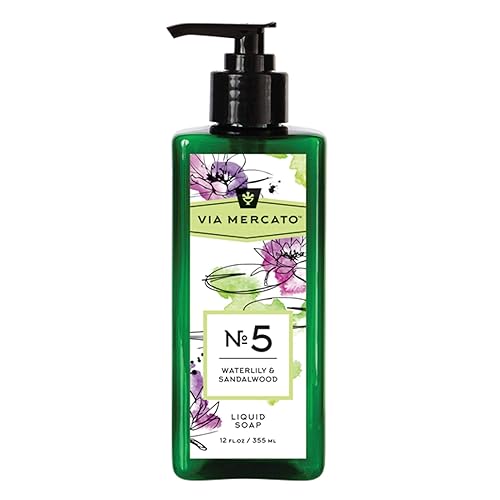 Via Mercato Liquid Soap, Shea Butter Enriched (12 oz), No. 5 - Waterlily & Sandalwood