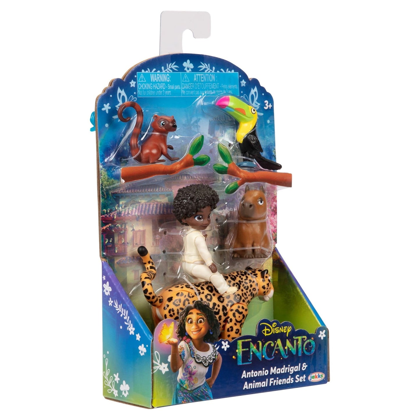 Disney Encanto - JK225581 - Antonio + Animals Figurine Set - Antonio Madrigal & 1 Jaguar, 1 Toucan, 1 Capybara and 1 Coati