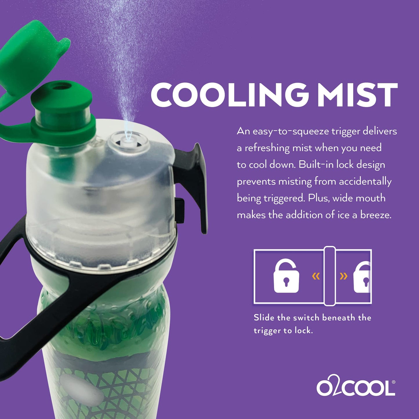 O2COOL Mist 'N Sip Misting Water Bottle 2-in-1 Mist And Sip Function With No Leak Pull Top Spout Reusable Sports Water Bottle - 20 oz (Lacrosse)