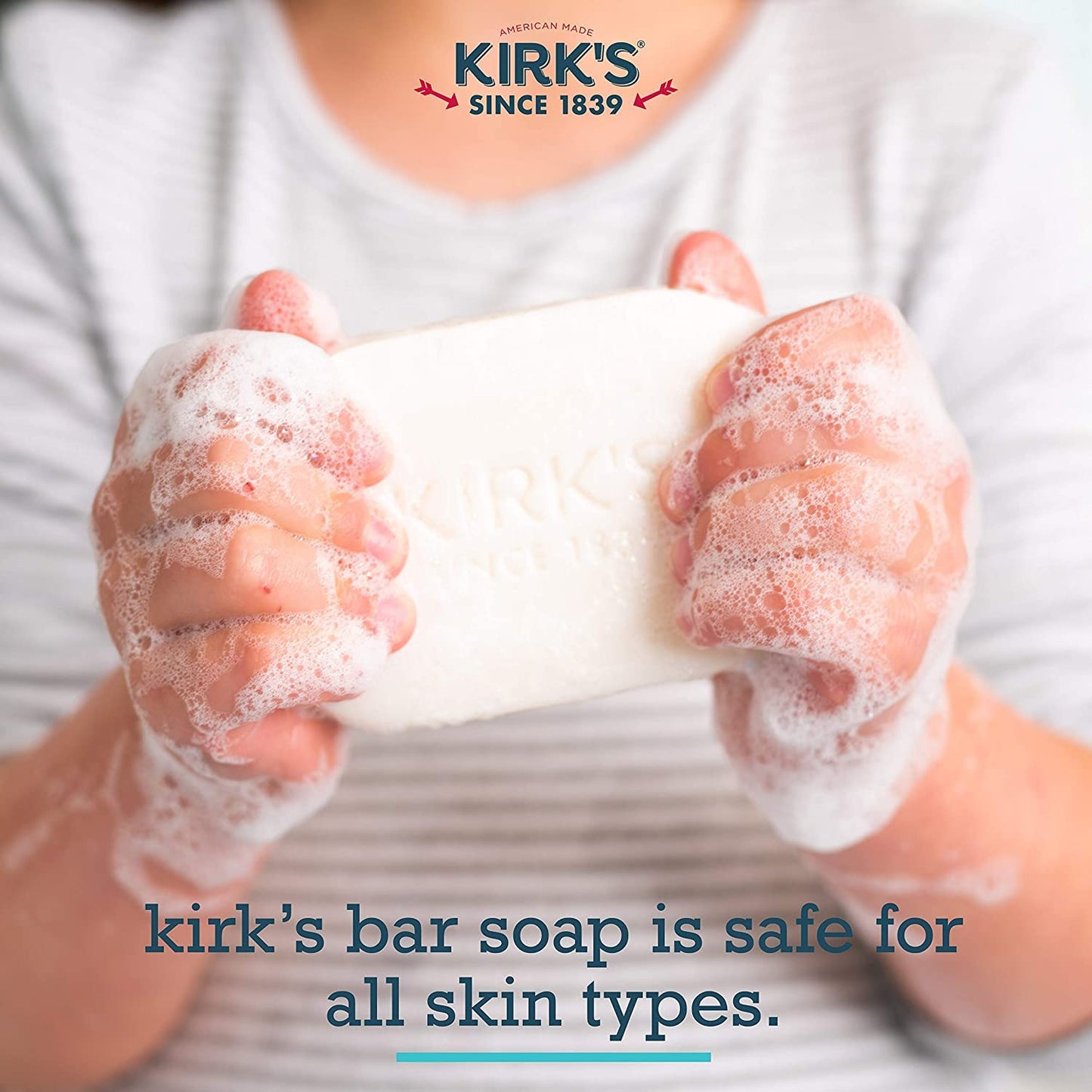 Castile Bar Soap by Kirk’s | Clean Soap for Men, Women & Children | Premium Coconut Oil | Sensitive Skin Formula, Vegan | Fragrance-Free/Unscented |