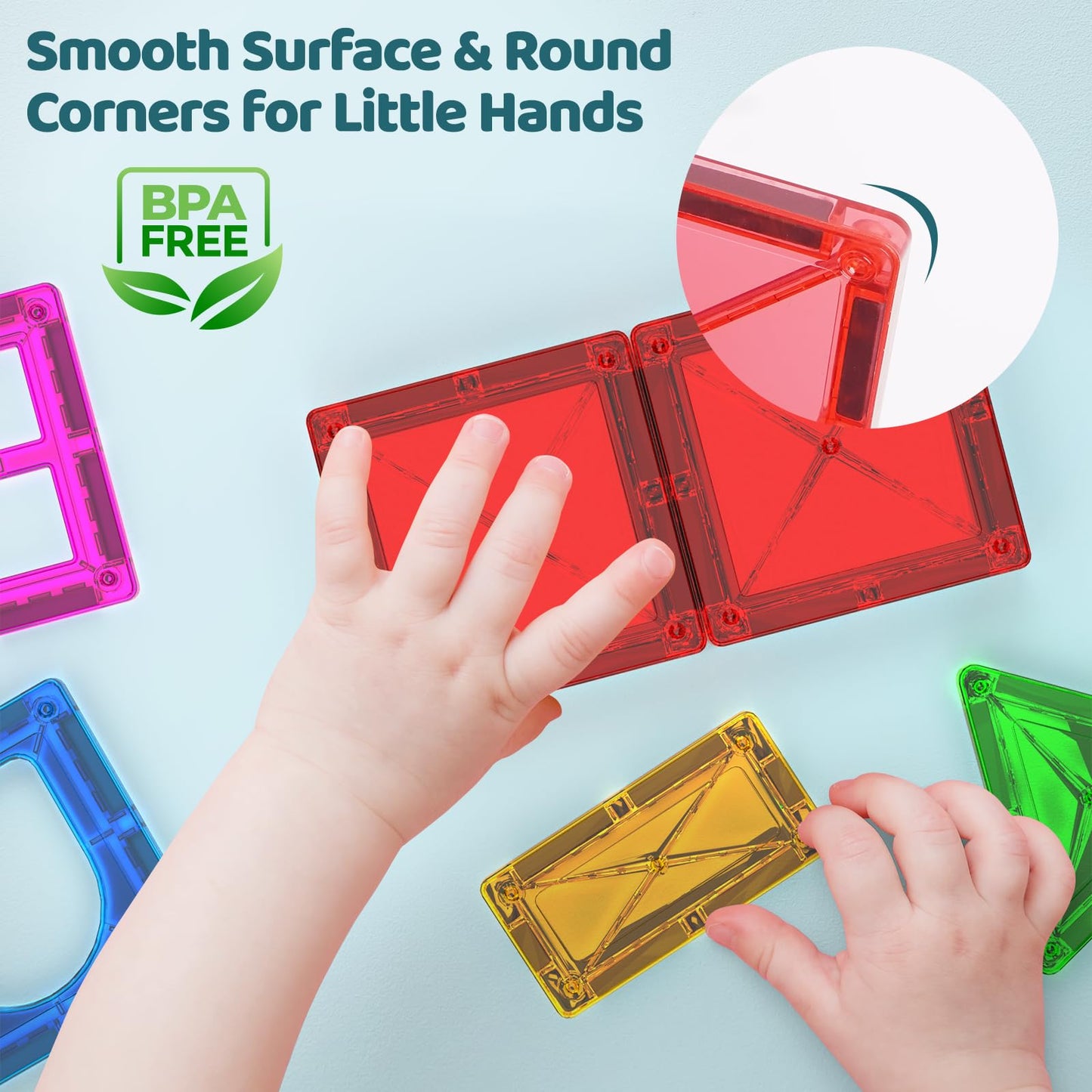 Mini Magnetic Tiles – Travel Building Blocks for Kids Ages 3+, Educational Montessori Sensory Toys for Preschool Learning & Birthday Gifts