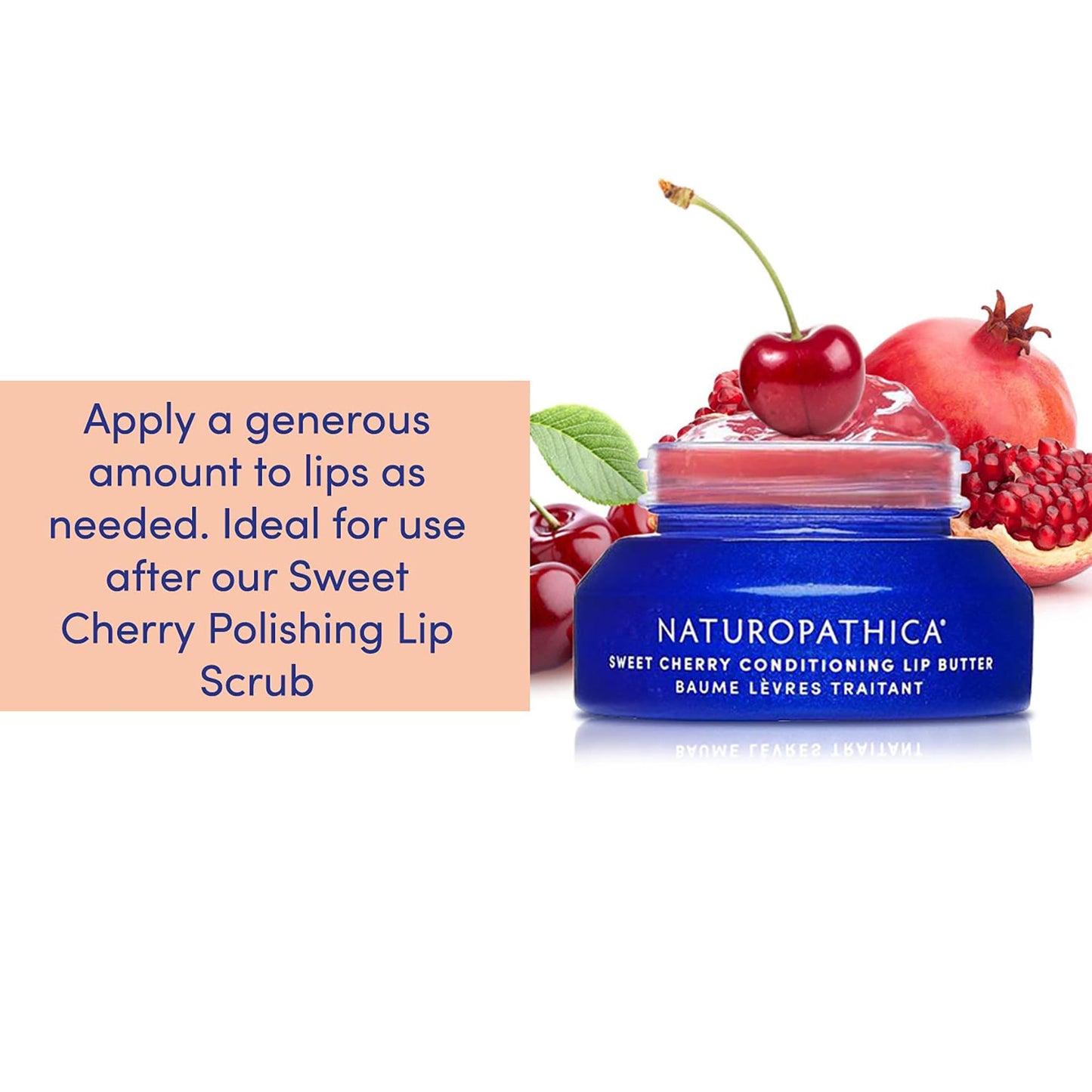 Naturopathica Sweet Cherry Conditioning Lip Butter, Natural Lip Balm for Soft, Full Lips, Antioxidant Rich Lip Moisturizer for Men and Women, 0.5 fl