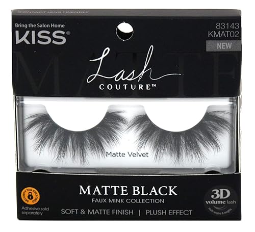 Kiss Lash Couture Matte Black Faux Mink 3D Matte Velvet (Pack of 2)