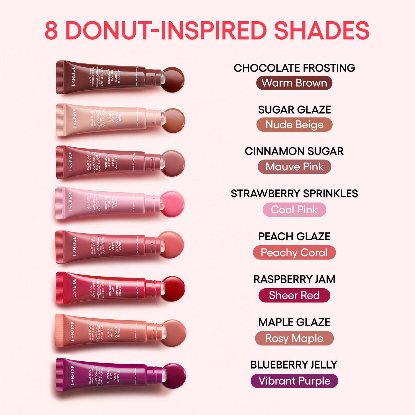 LANEIGE Glaze Craze Tinted Lip Serum, Strawberry Sprinkles: Hydrating Serum for Glossy,Nourished Lips with Plumping Polypeptides,0.42 oz Beauty and Personal Care LANEIGE