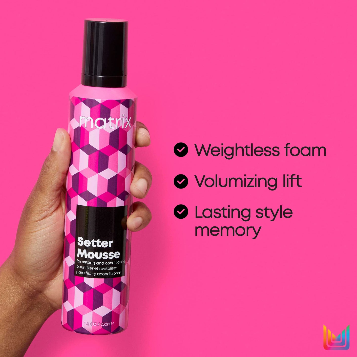 Matrix Setter Mousse - Provides Volumizing Lift and Shine, Humidity Resistant and Controls Frizz, For All Hair Types, Professional Hair Styling