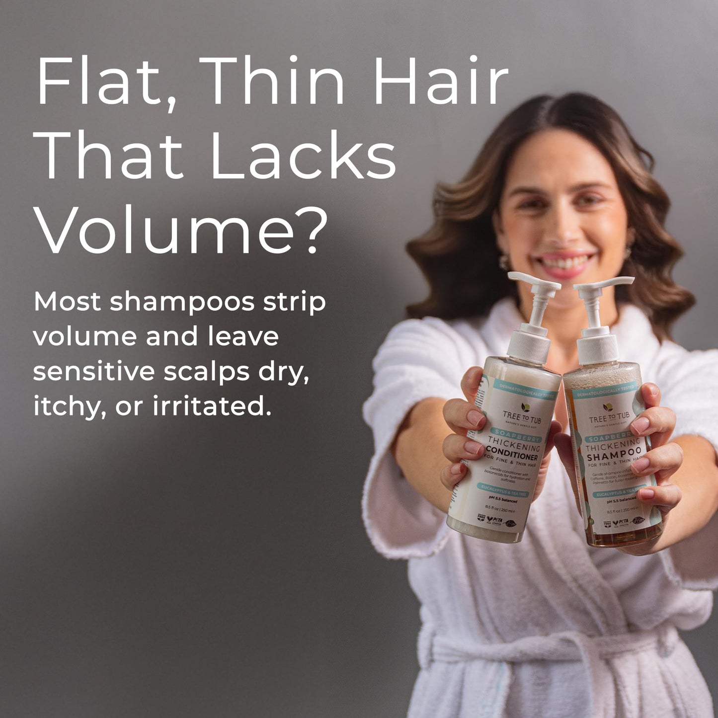 Tree To Tub Volumizing Biotin Shampoo and Conditioner Set - Activating Caffeine for Fuller Hair, Thickening Shampoo and Conditioner for Women & Men