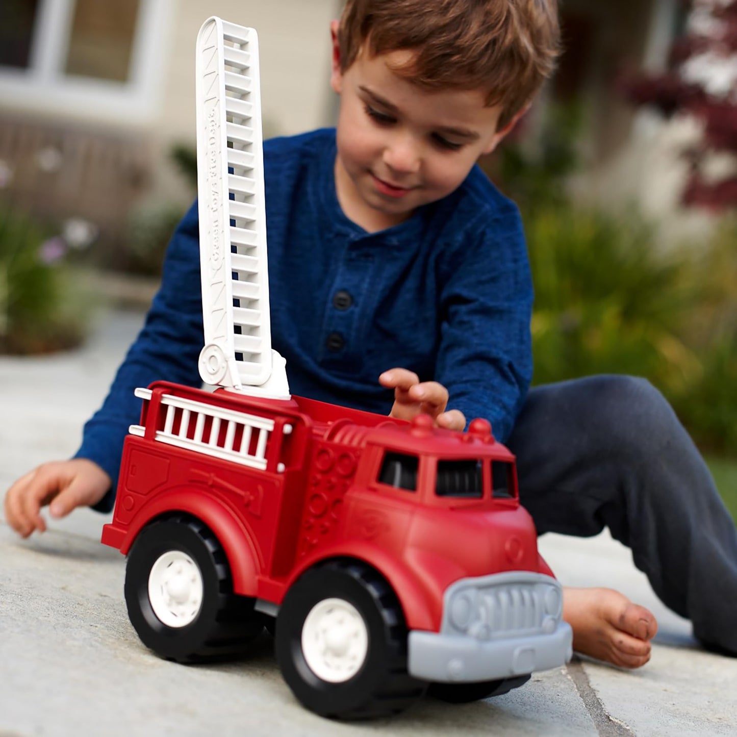 Green Toys Fire Truck - BPA , Phthalates Free Imaginative Play Toy for Improving Fine , Gross Motor Skills. for Kids,Red