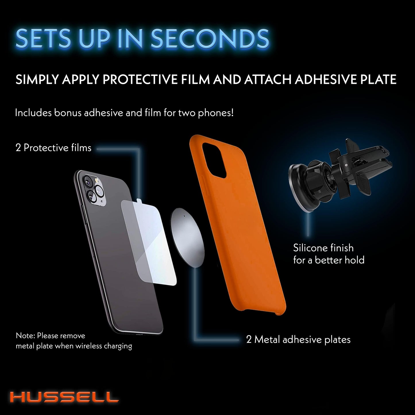 HUSSELL Magnetic Phone Car Mount, Air Vent Phone Mount for Car 360° Adjustable Universal Magnet Phone Holder - Compatible with Any Cell Phone, iPhone…