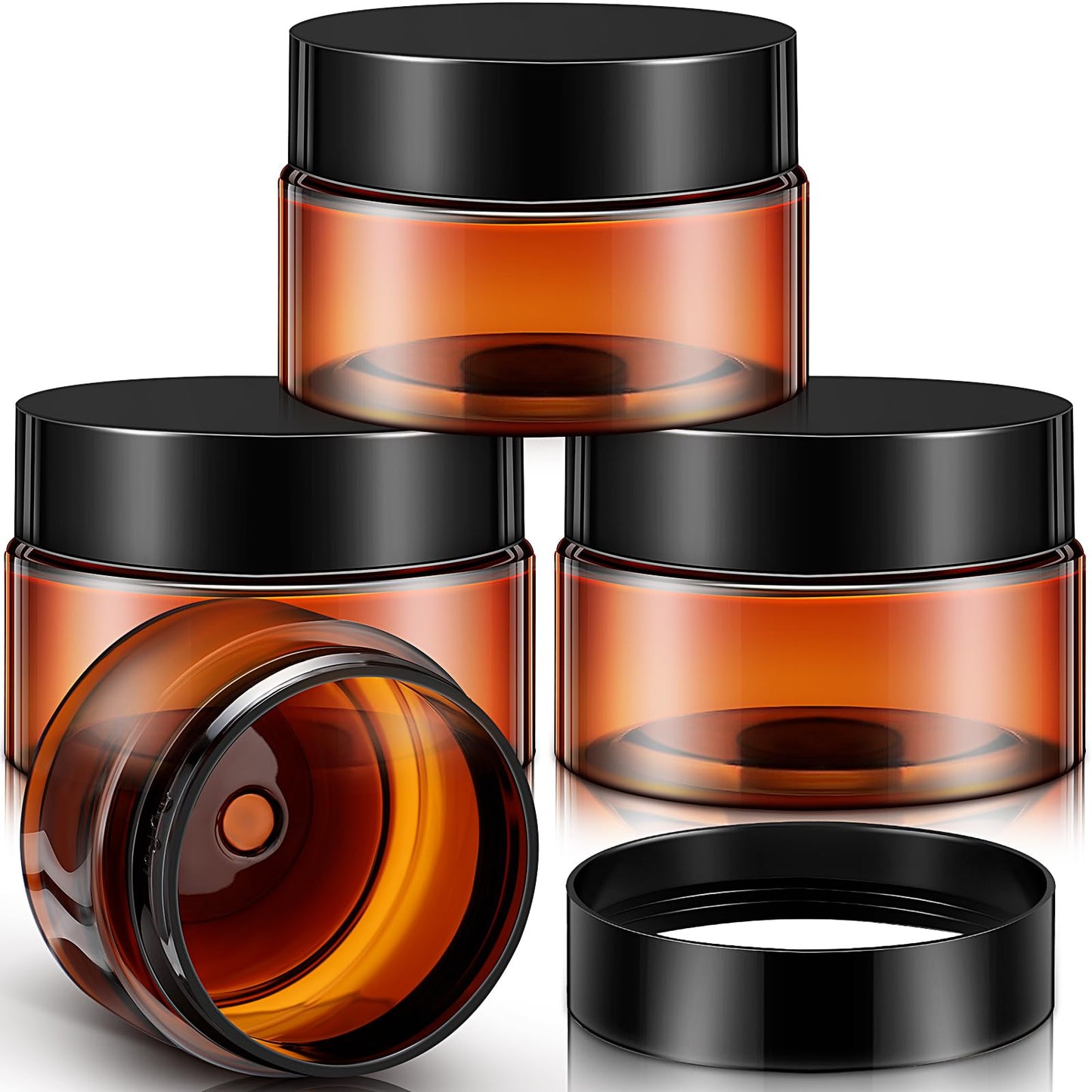 Patelai 4 Pieces Round Wide-mouth Leak Proof Plastic Container Jars with Lids for Travel Storage Makeup Beauty Products Face Creams Oils Salves Beauty and Personal Care Patelai Default Title