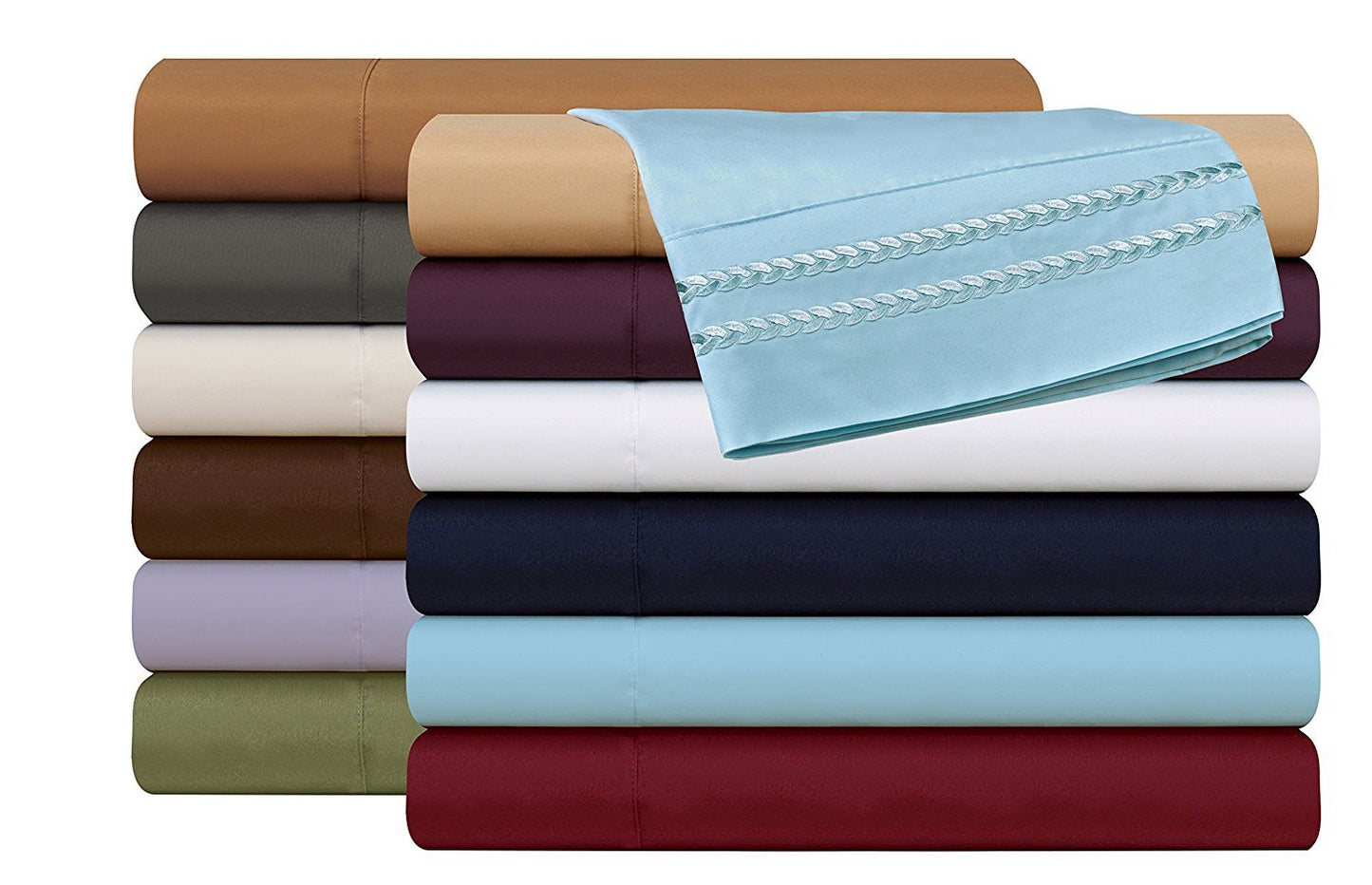 Elegant Comfort 1500 Premier Chain Design Hotel Quality Luxurious Silky Soft Wrinkle & Fade Resistant 4 pc Sheet Set, Deep Pocket Up to 16" - Queen